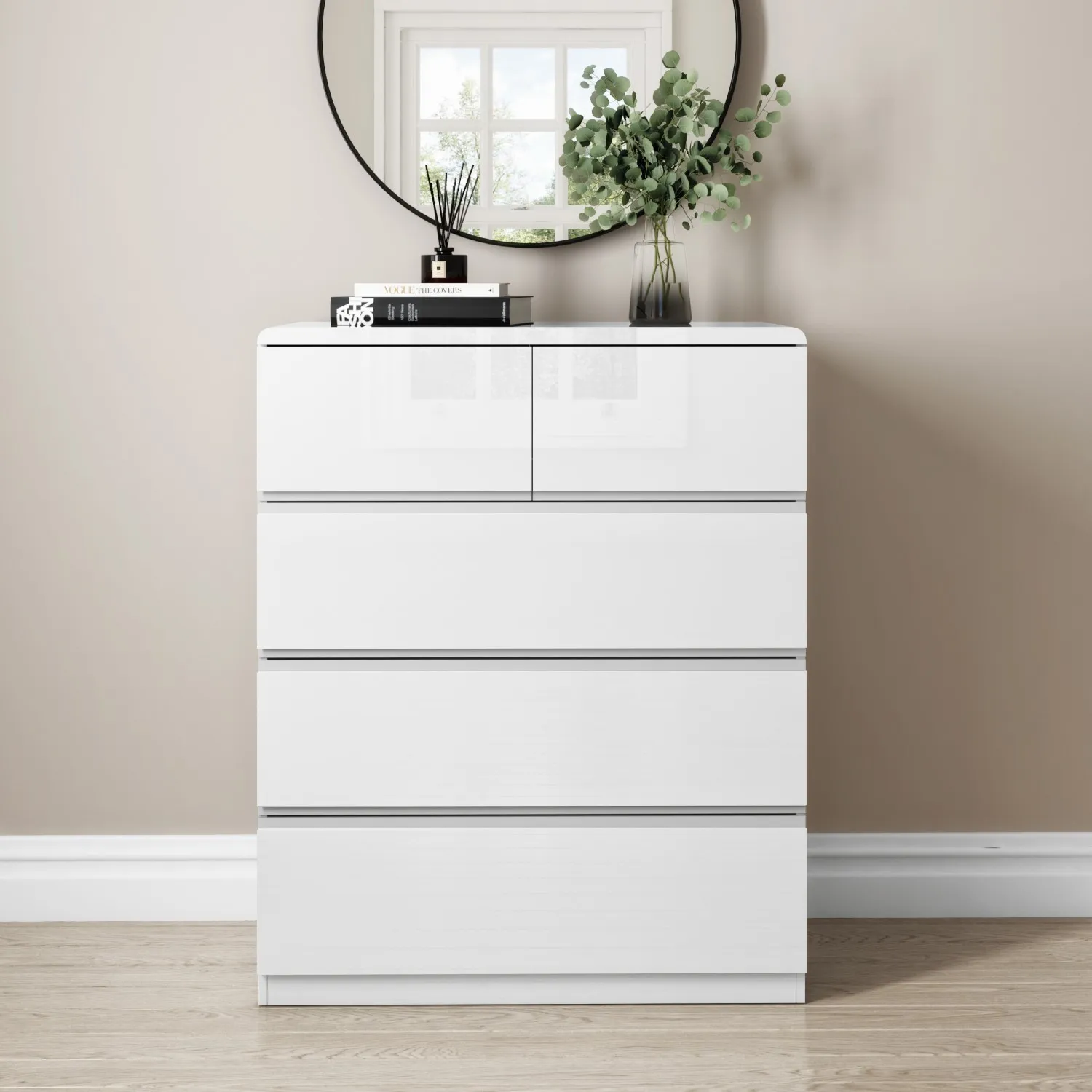 5-Drawer Chest of Drawers - White, High Gloss image