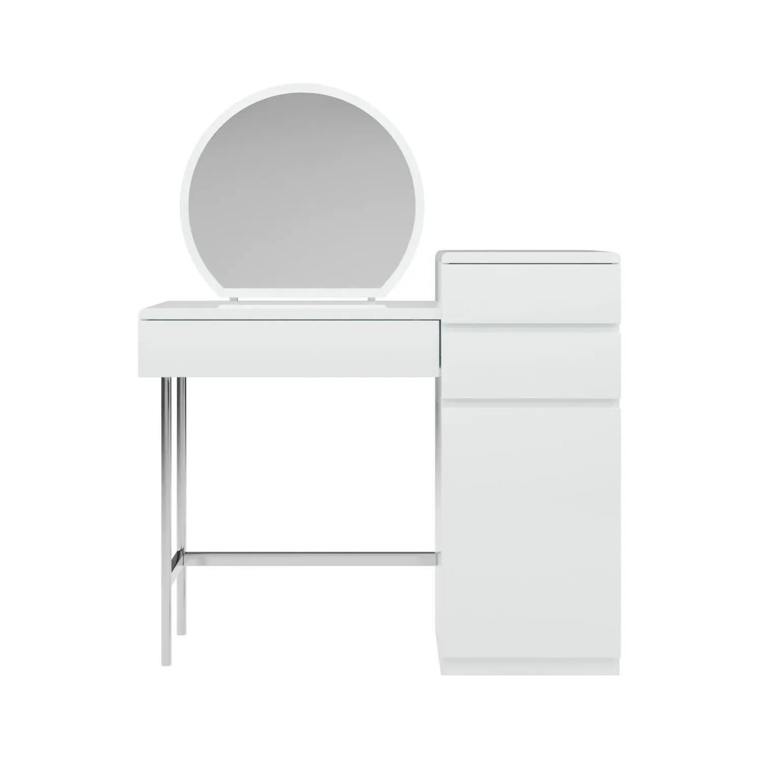 Dressing Table with Mirror & Storage - White Gloss