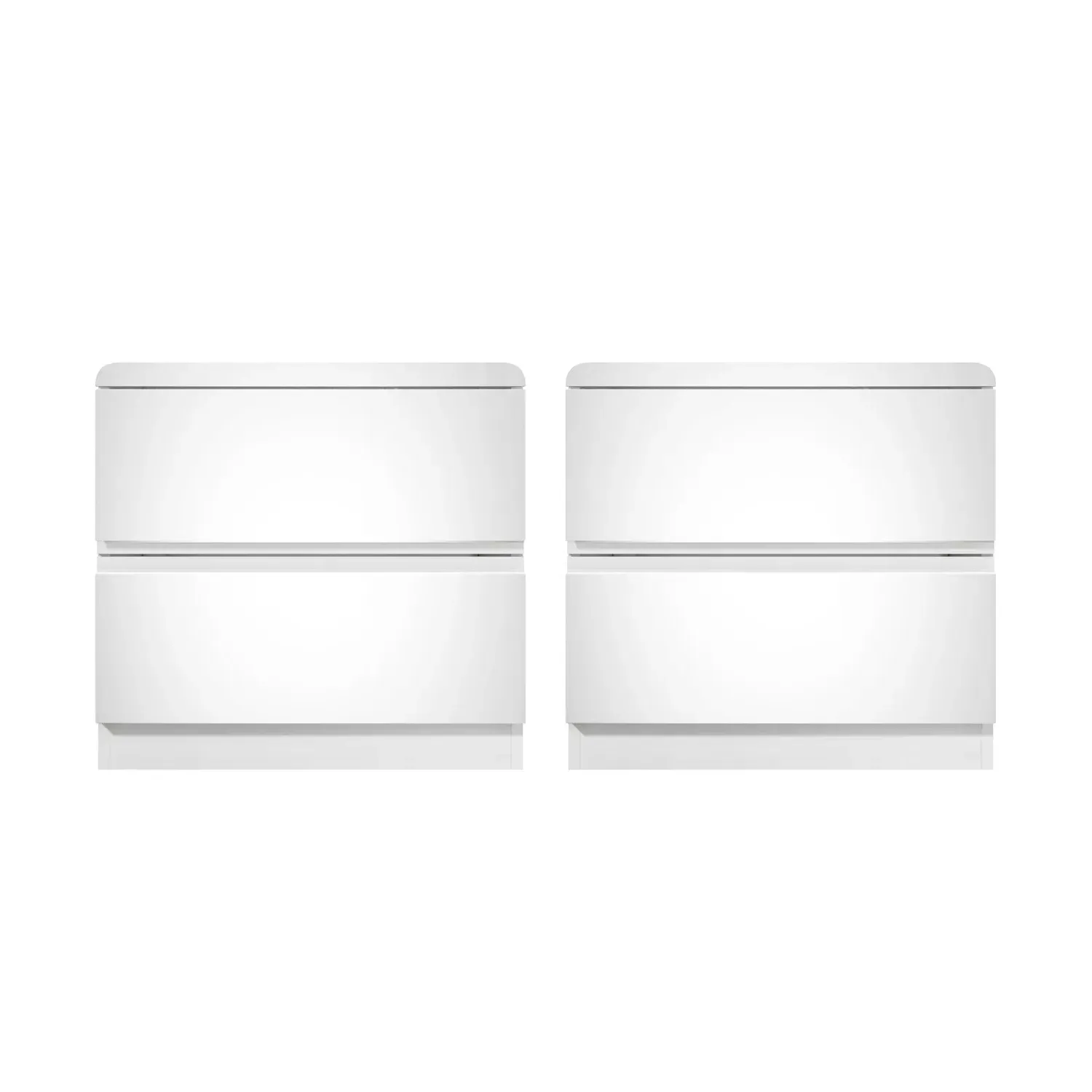 Pair of Bedside Tables with Drawers - White, MDF image
