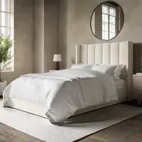 Small Double Ottoman Bed with Storage - Cream, Velvet