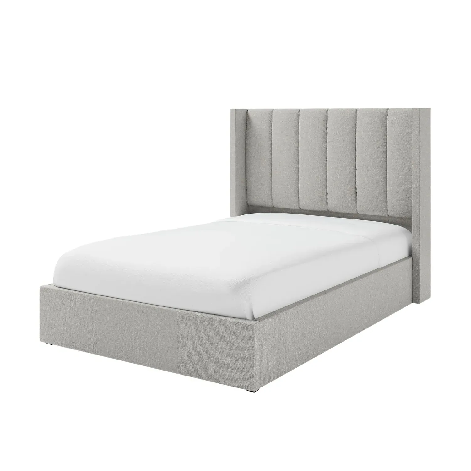 Small Double Ottoman Bed with Storage - Grey, Fabric