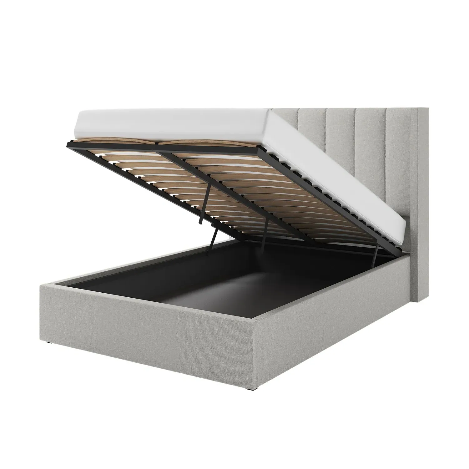 Small Double Ottoman Bed with Storage - Grey, Fabric