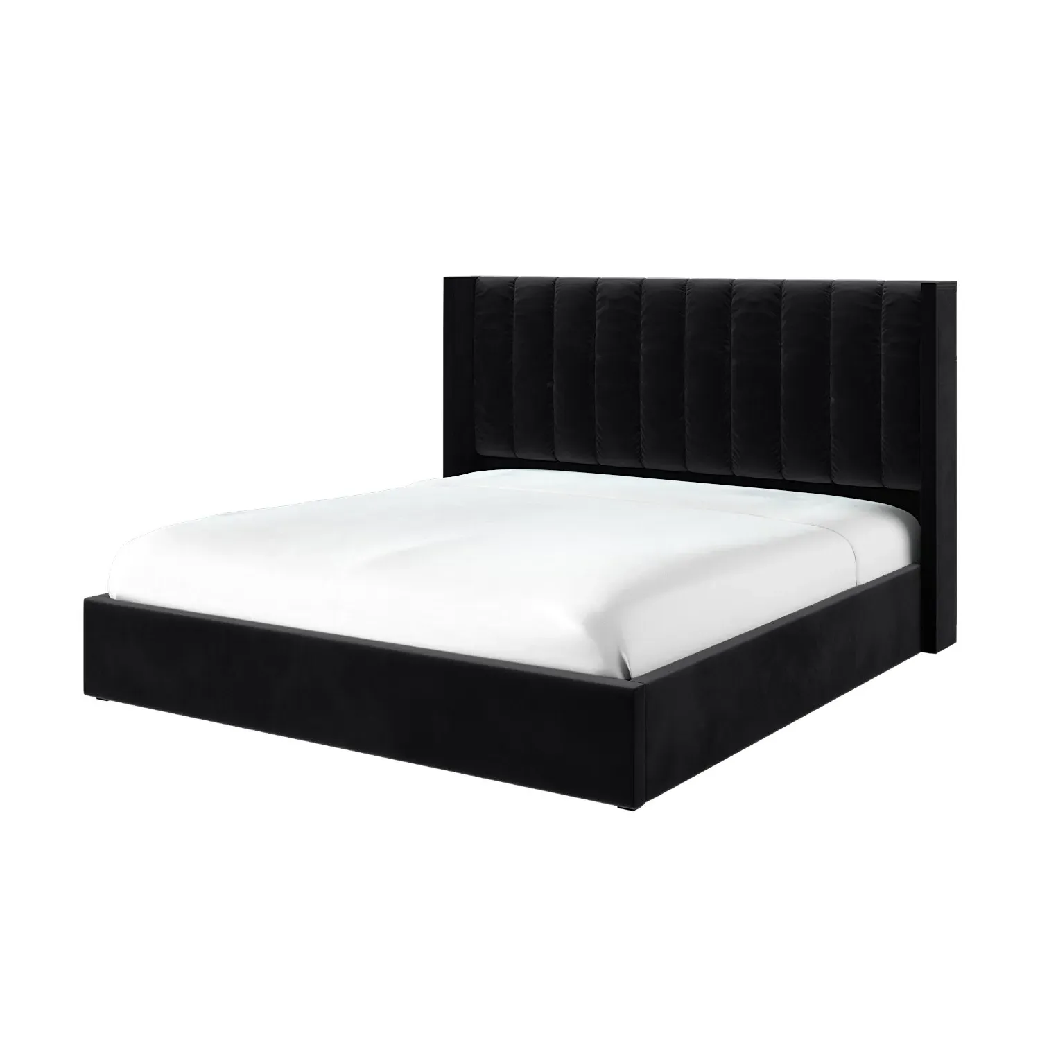 Super King Ottoman Bed with Storage - Black, Velvet