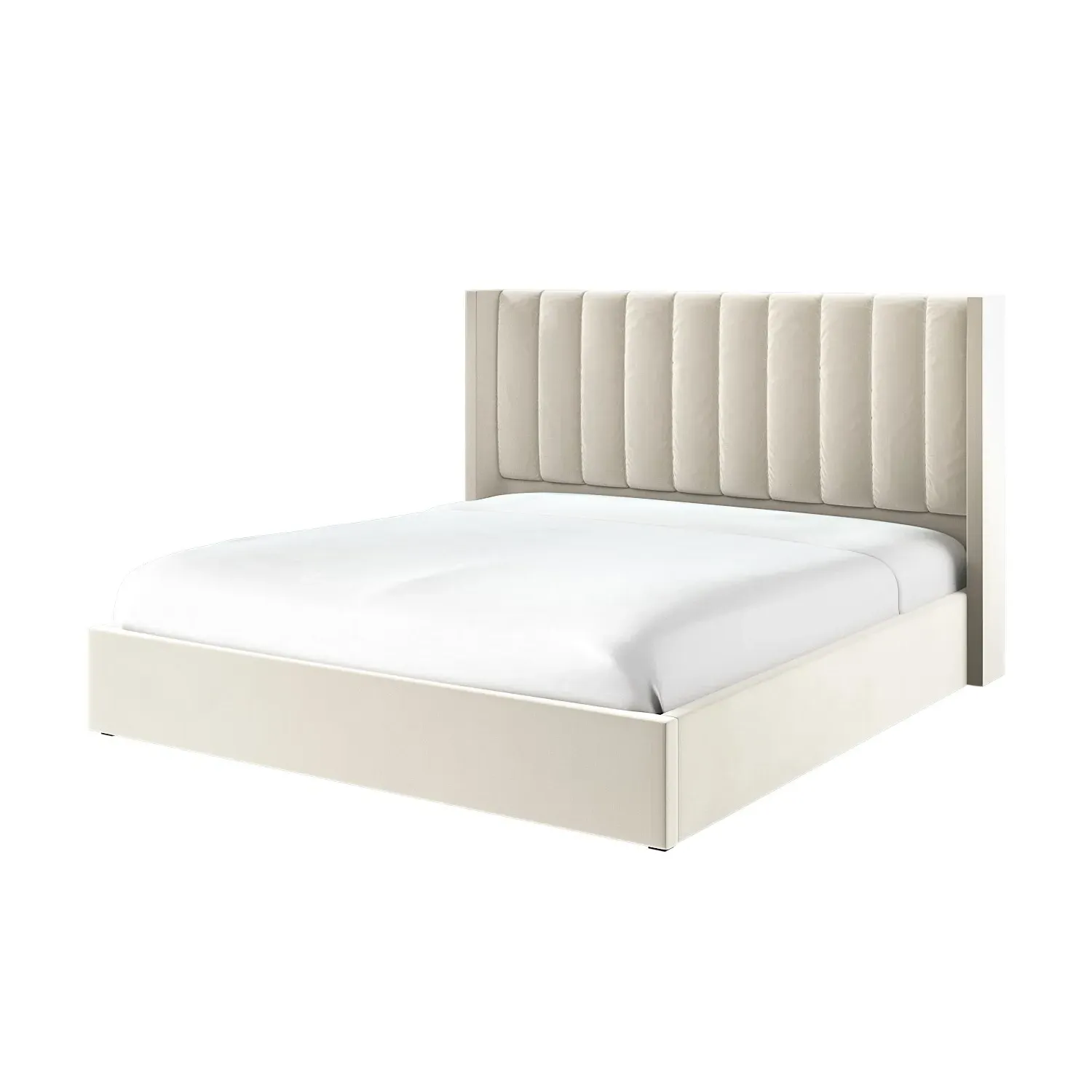 Super King Ottoman Bed with Storage - Cream, Velvet