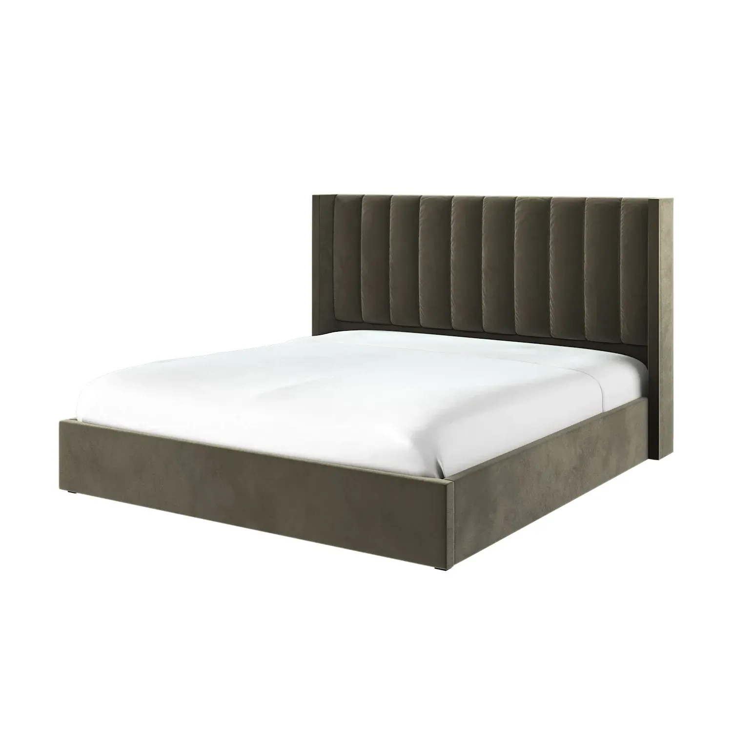 Super King Ottoman Bed with Storage - Green, Velvet