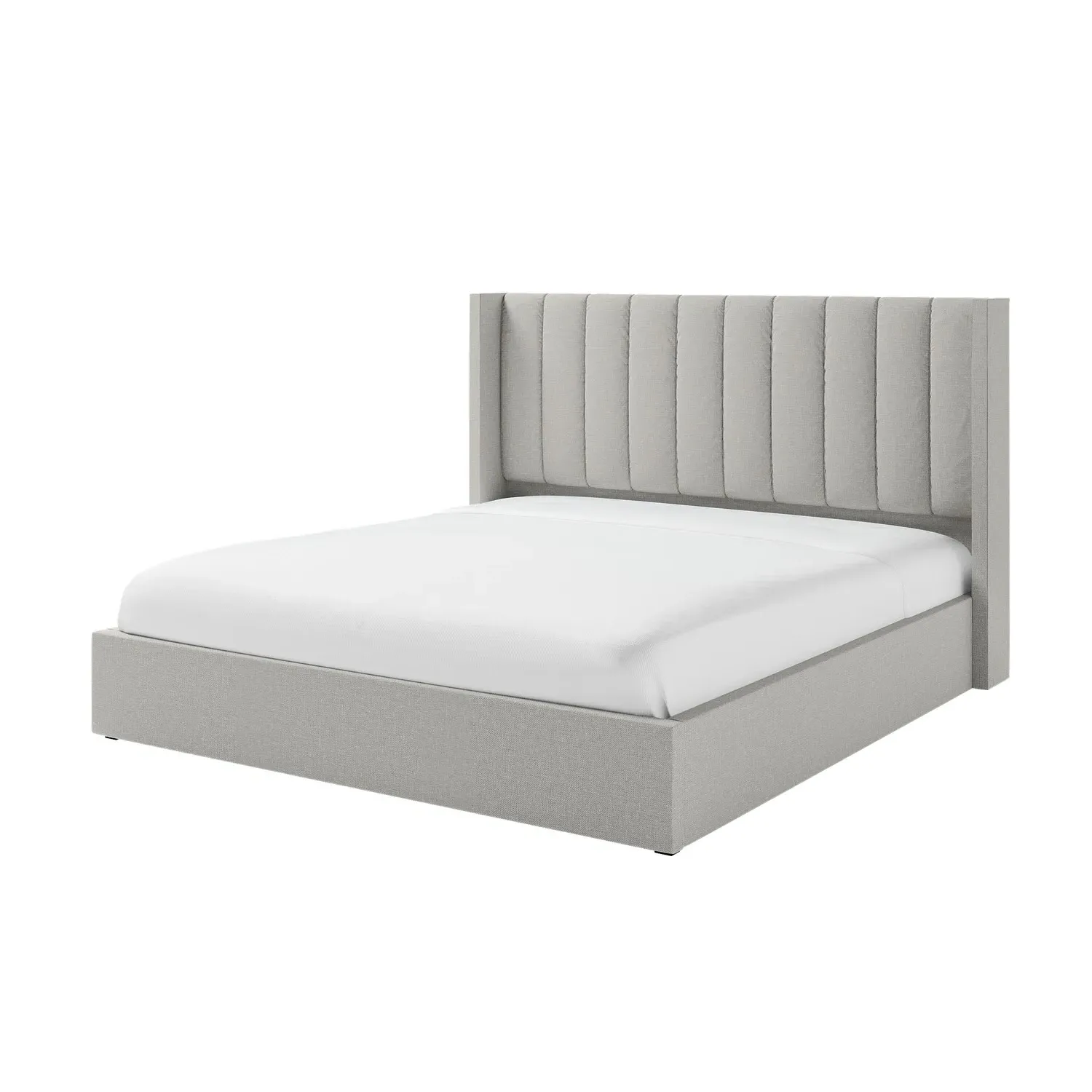 Super King Ottoman Bed with Storage - Grey, Fabric