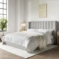 Super King Ottoman Bed with Storage - Grey, Fabric