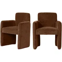 Set of 2 Dining Chairs with Armrests - Rust, Fabric