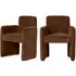 Set of 2 Dining Chairs with Armrests - Rust, Fabric