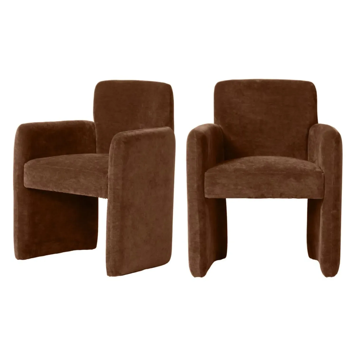 Set of 2 Dining Chairs with Armrests - Rust, Fabric image