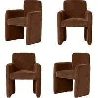Set of 4 Dining Chairs with Armrests - Rust, Fabric