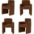 Set of 4 Dining Chairs with Armrests - Rust, Fabric
