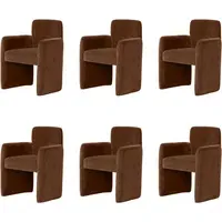 Set of 6 Dining Chairs with Armrests - Rust, Fabric