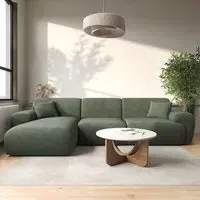4-Seater Chaise Corner Sofa - Green, Chenille