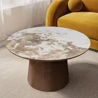 Round Coffee Table - Brown, Ceramic