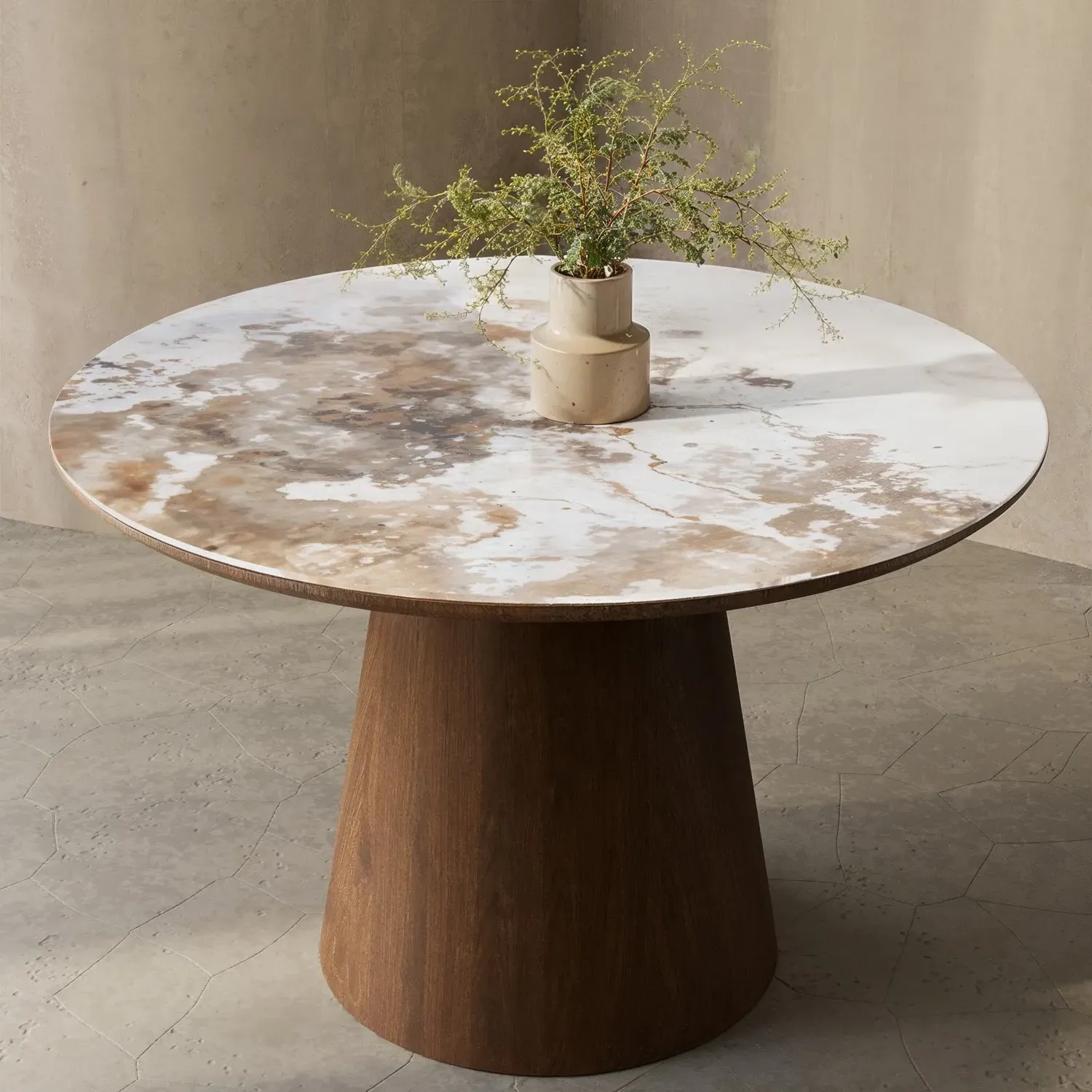 Round Dining Table - Brown, Ceramic image