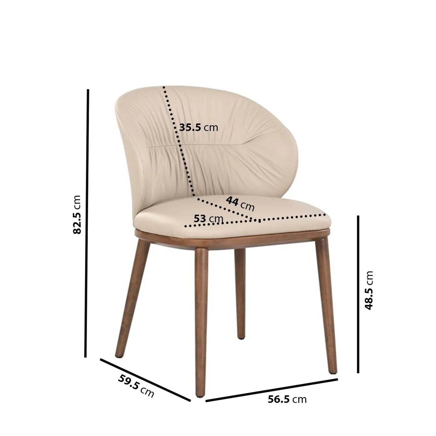 Round Dining Table Set with 4 Chairs - Beige, Walnut