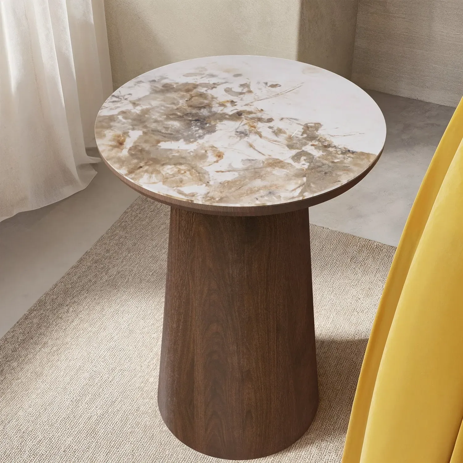 Round Side Table - Beige, Ceramic