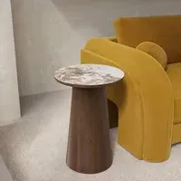 Round Side Table - Beige, Ceramic
