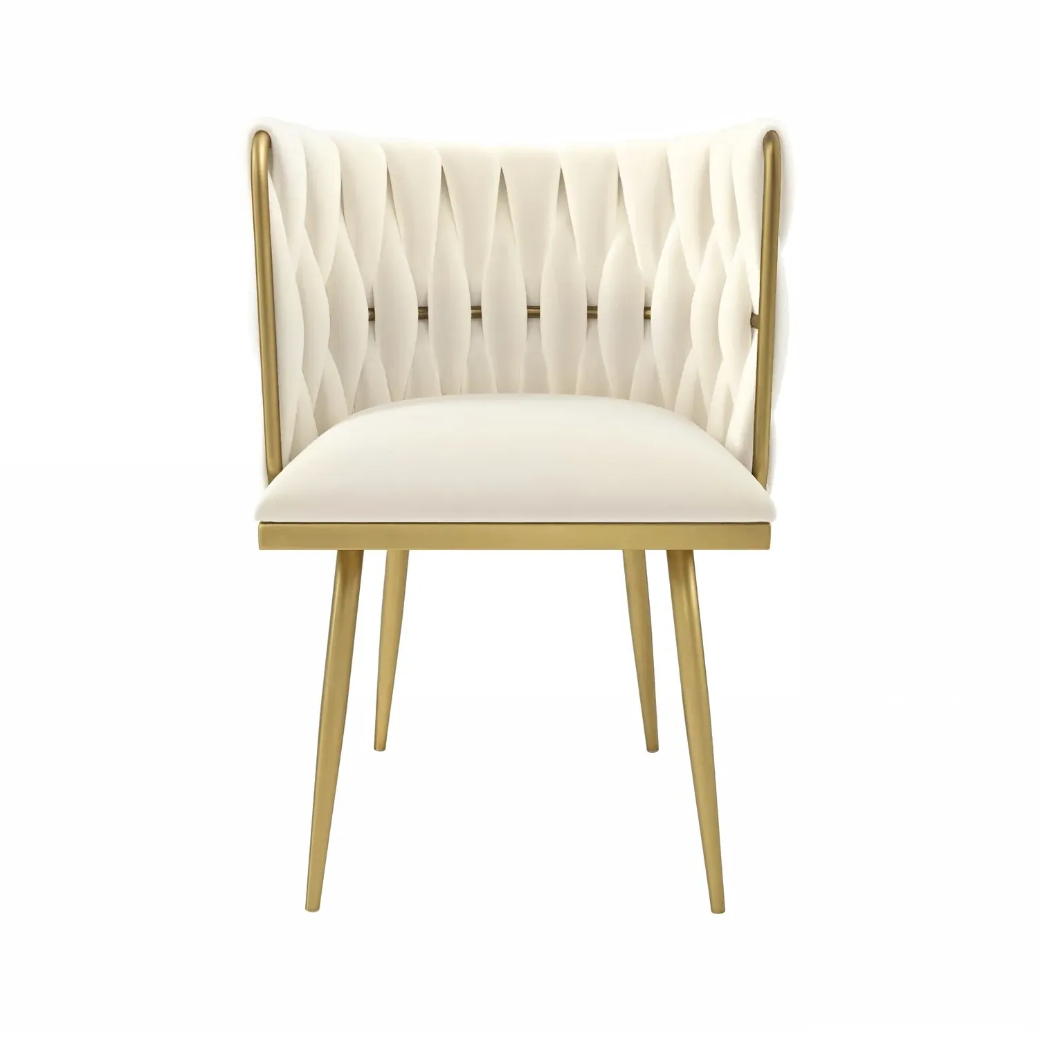 Accent Chair with Gold Legs - Cream, Velvet