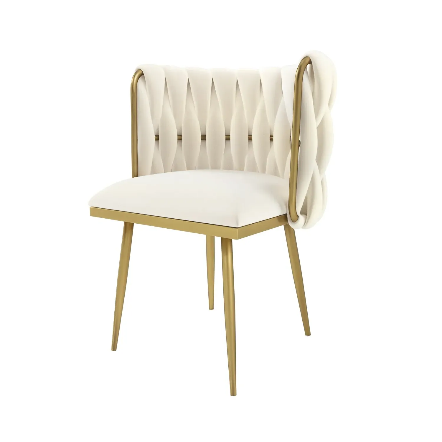 Accent Chair with Gold Legs - Cream, Velvet