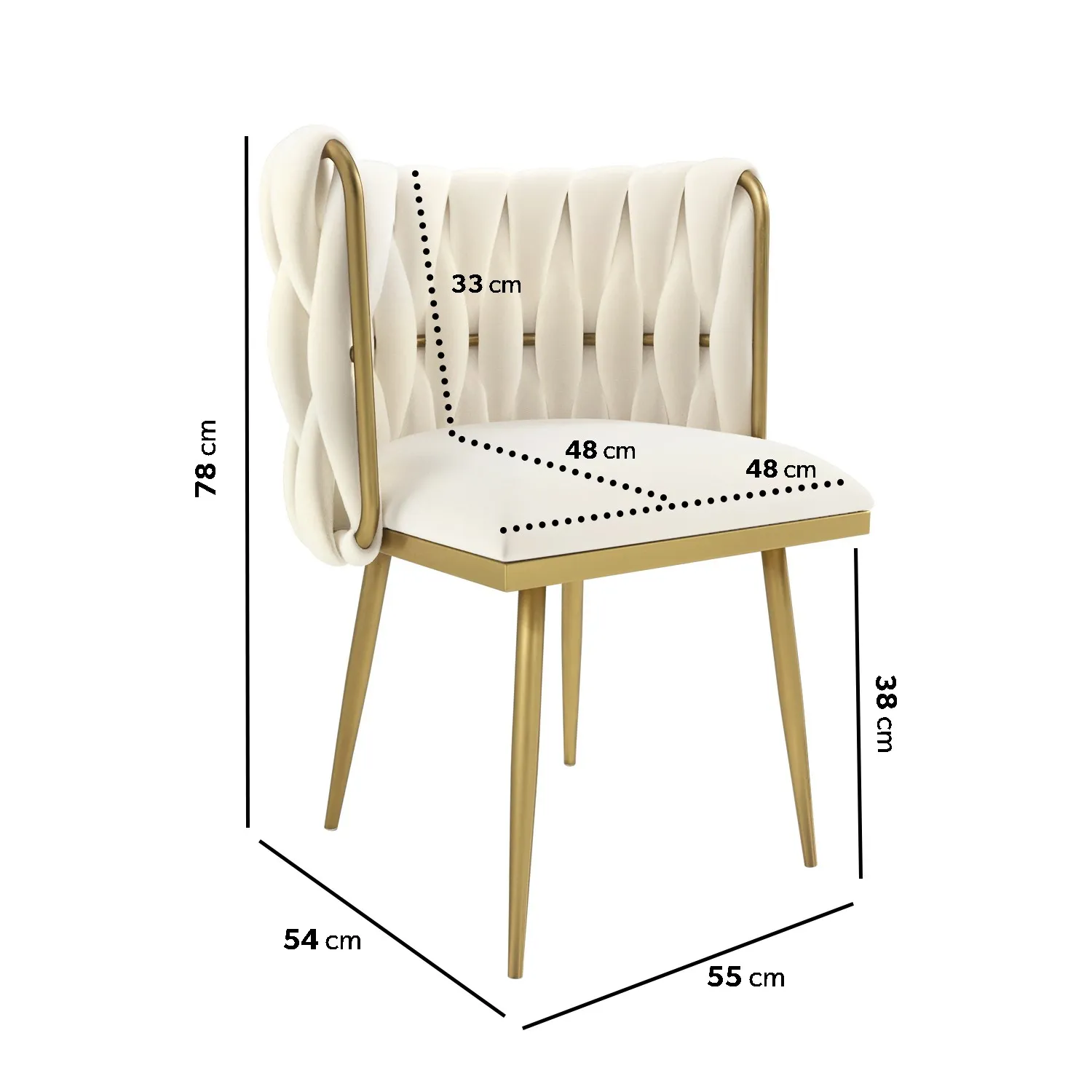 Accent Chair with Gold Legs - Cream, Velvet