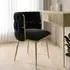 Dressing Table Chair with Gold Legs - Black, Velvet