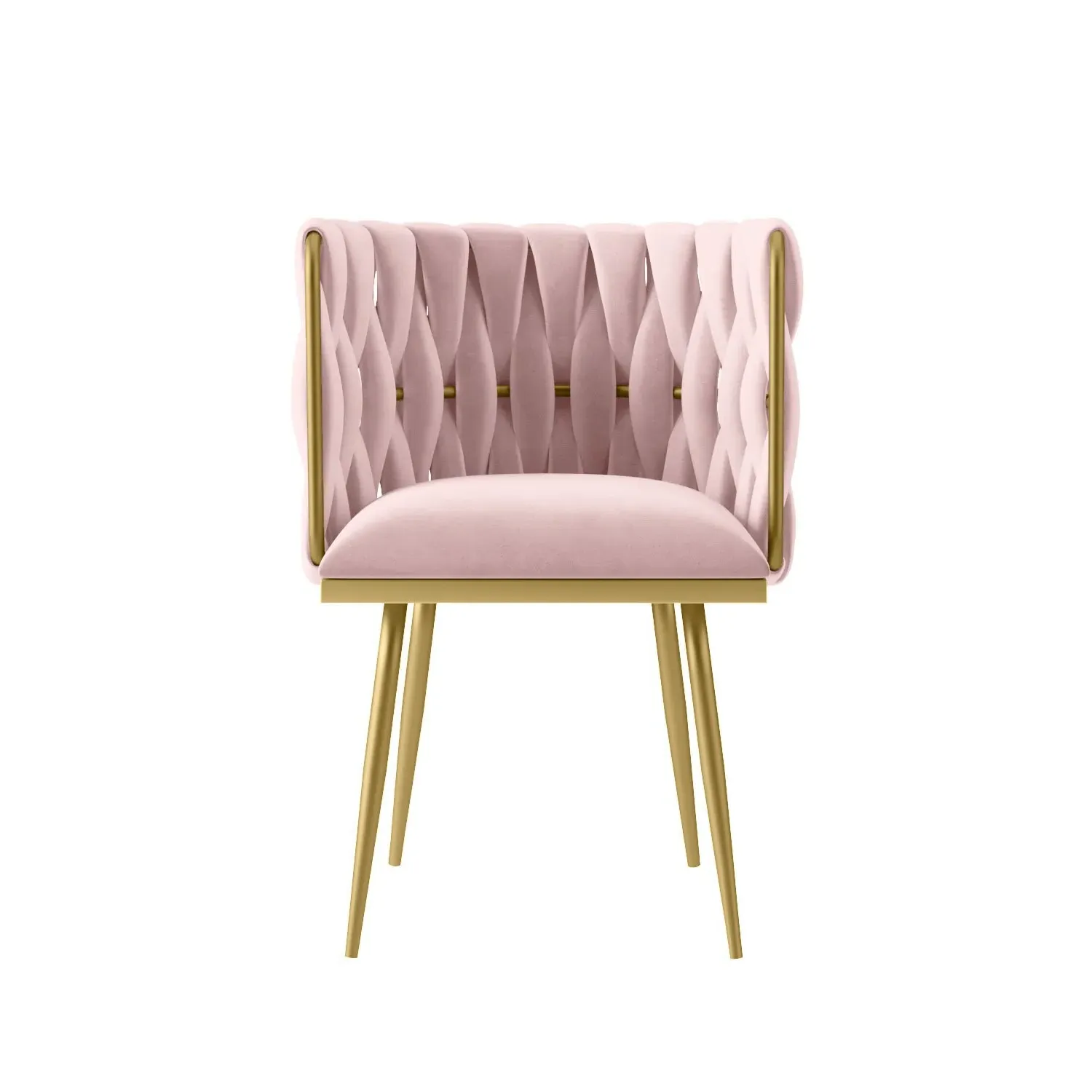 Dressing Table Chair with Gold Legs - Pink, Velvet