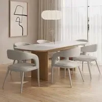 Extendable Dining Table Set with 6 Chairs - White