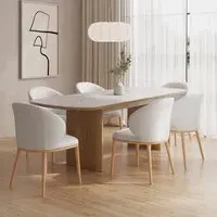 Extendable Dining Table Set with 6 Chairs - White