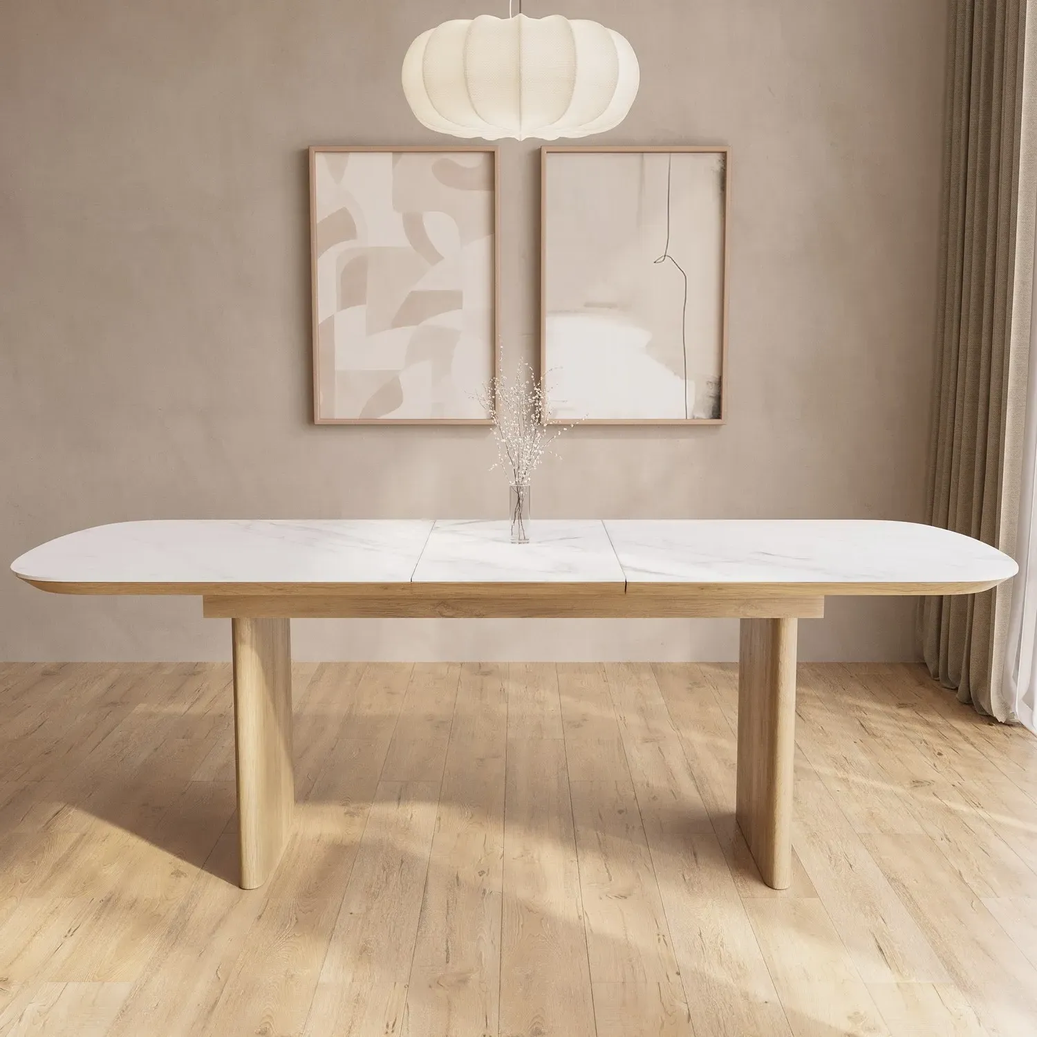 Extendable Dining Table - White, Oak