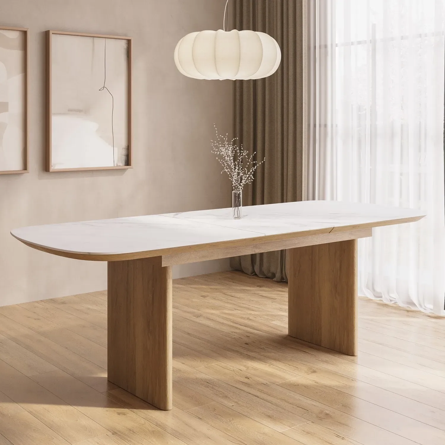 Extendable Dining Table - White, Oak image