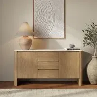 Large Sideboard with Marble Top - Brown, Oak