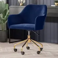 Office Chair with Arms - Blue, Velvet