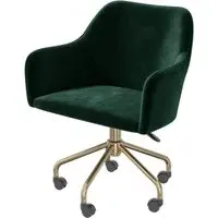 Office Chair with Arms - Green, Velvet