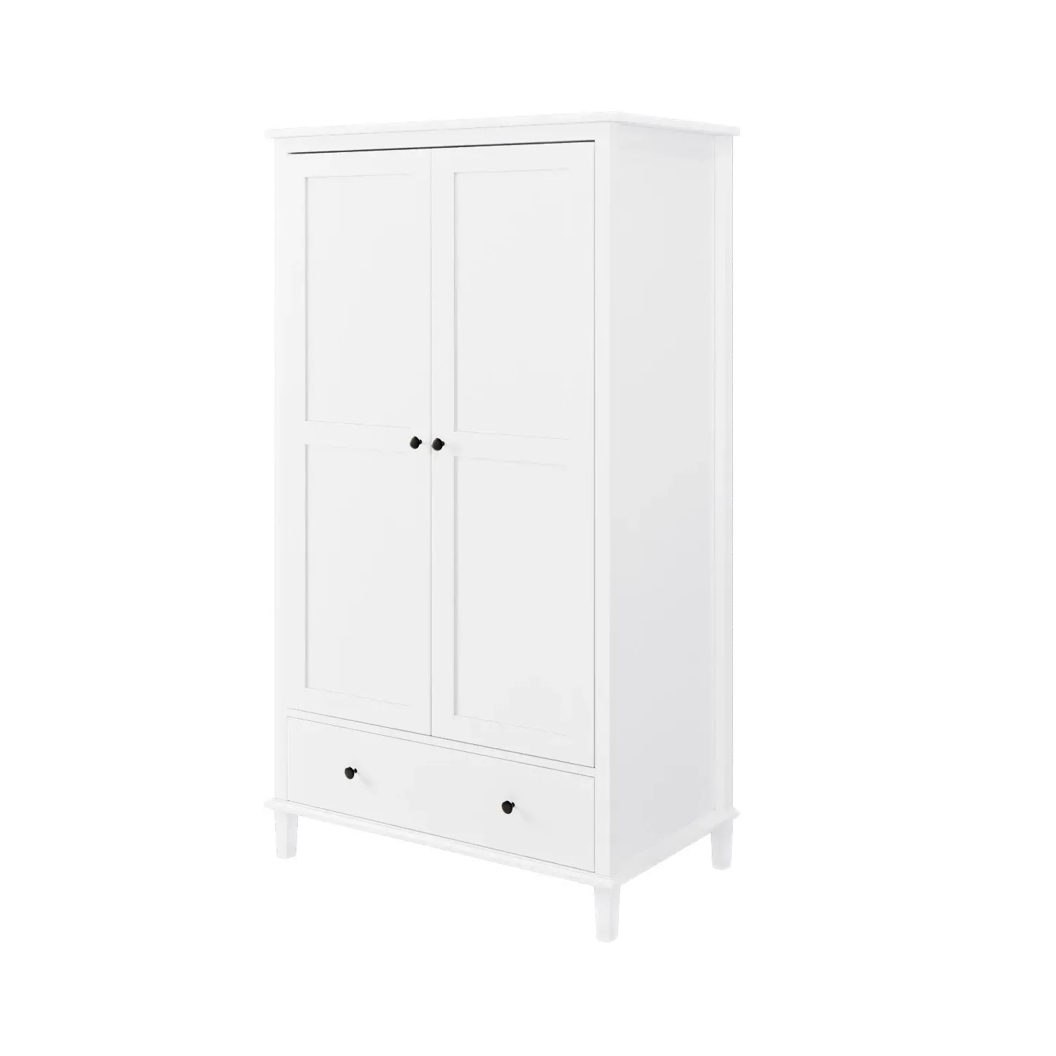 2-Door Wardrobe with Drawer - White, Wood
