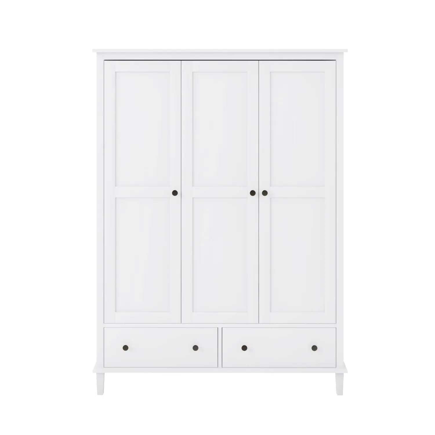 3-Door Wardrobe with Drawers - White, Wood