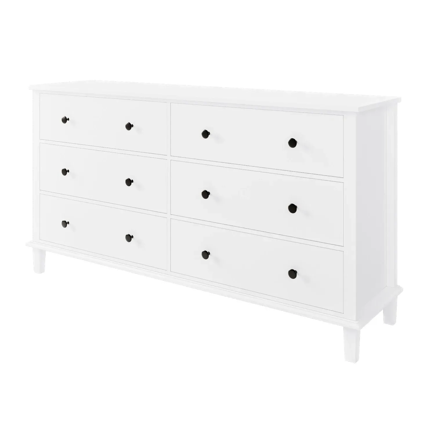 3-Piece Bedroom Furniture Set - White, Pine Wood