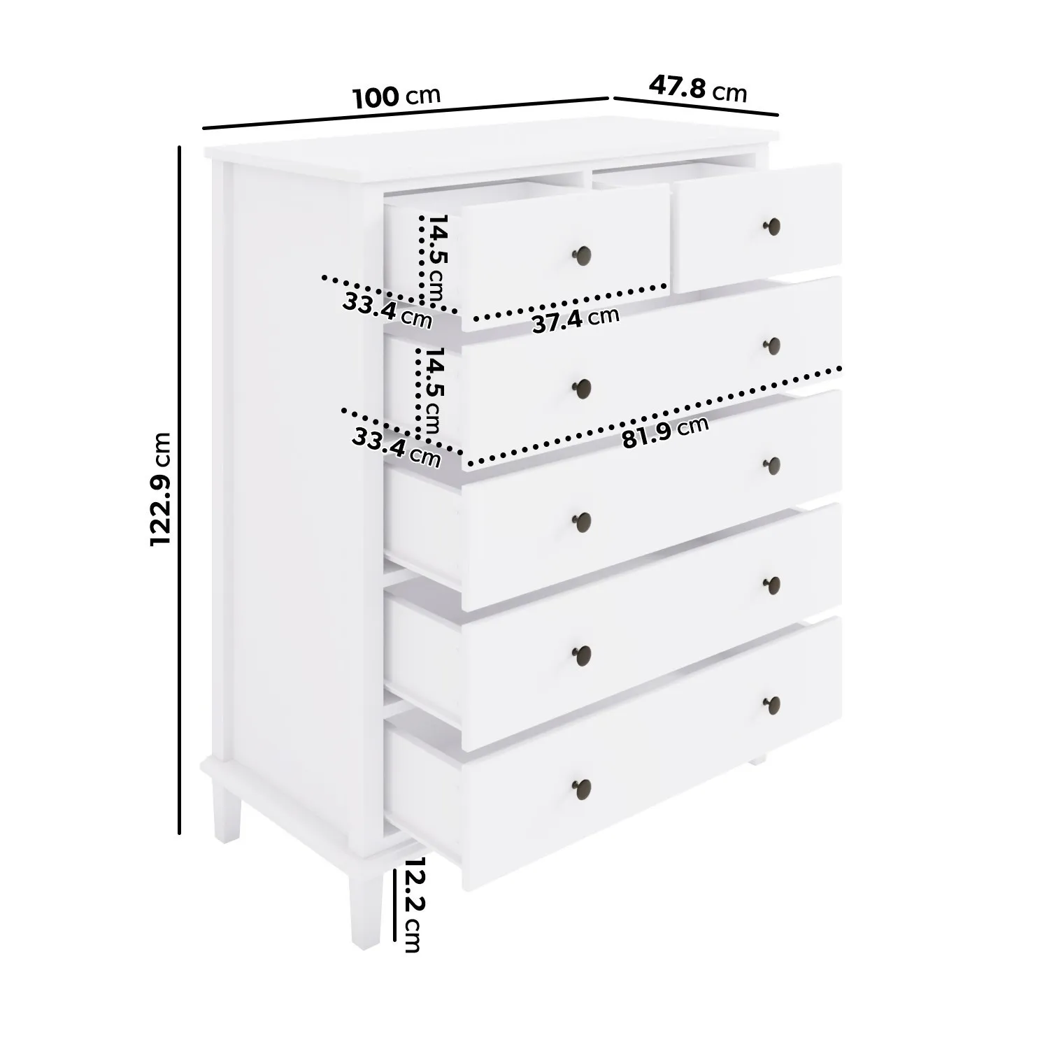 4-Piece Bedroom Furniture Set - White, Pine Wood