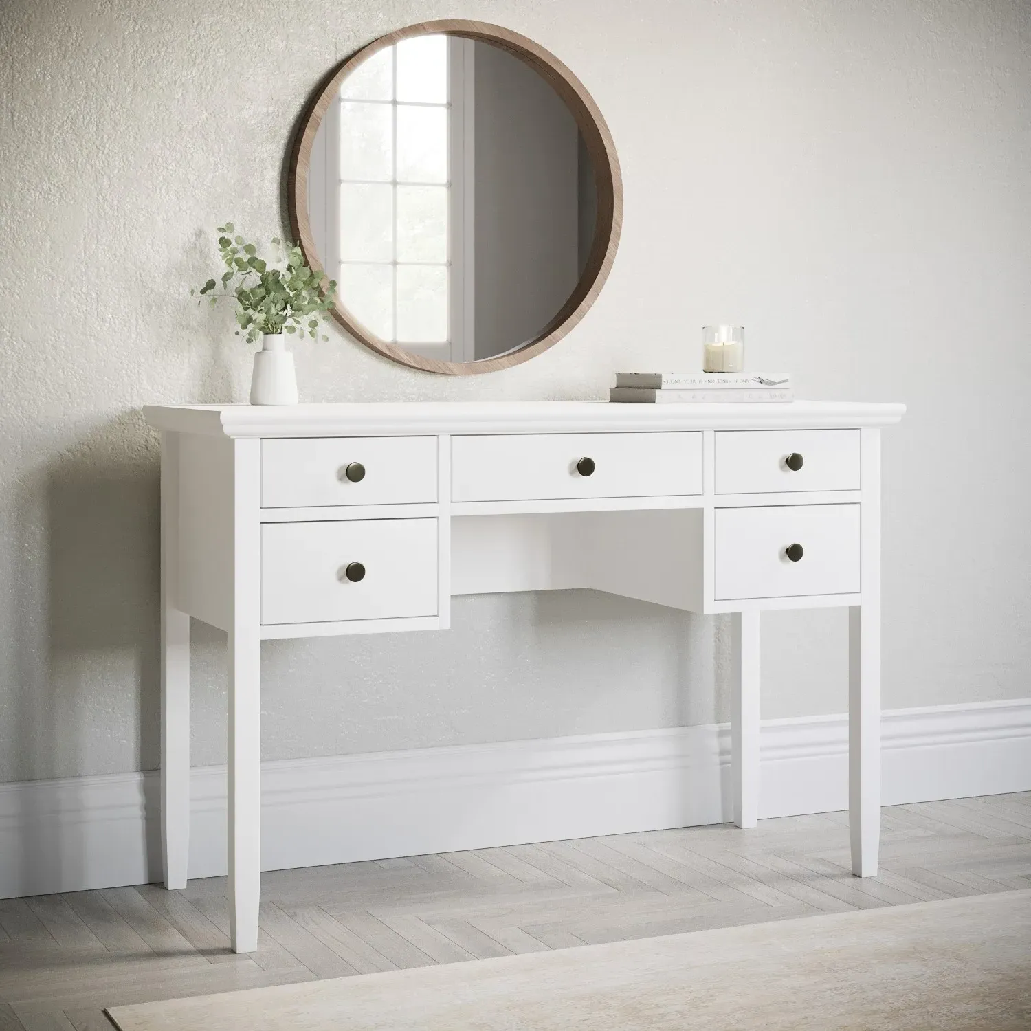 Dressing Table with Storage Drawers - White, Wood