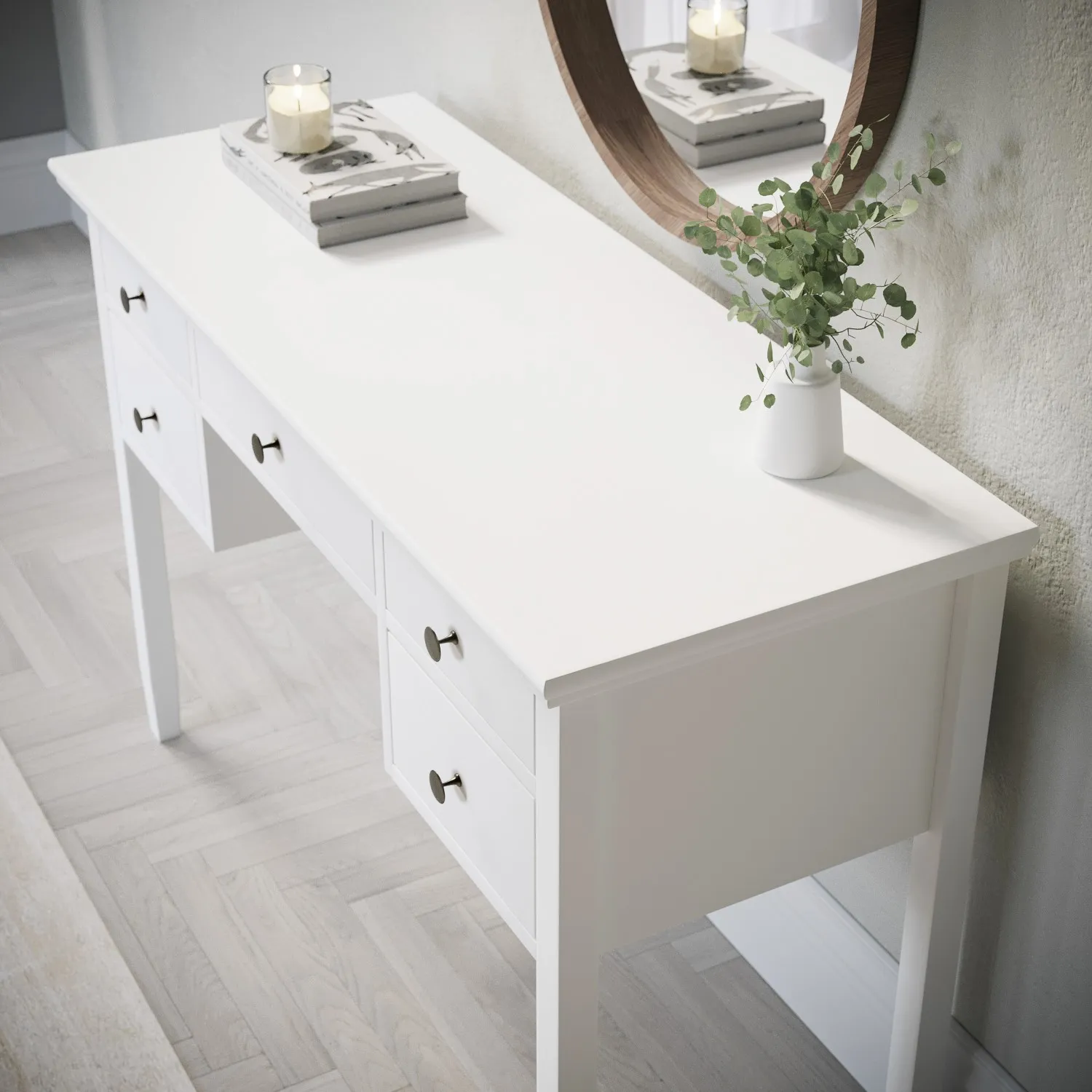 Dressing Table with Storage Drawers - White, Wood