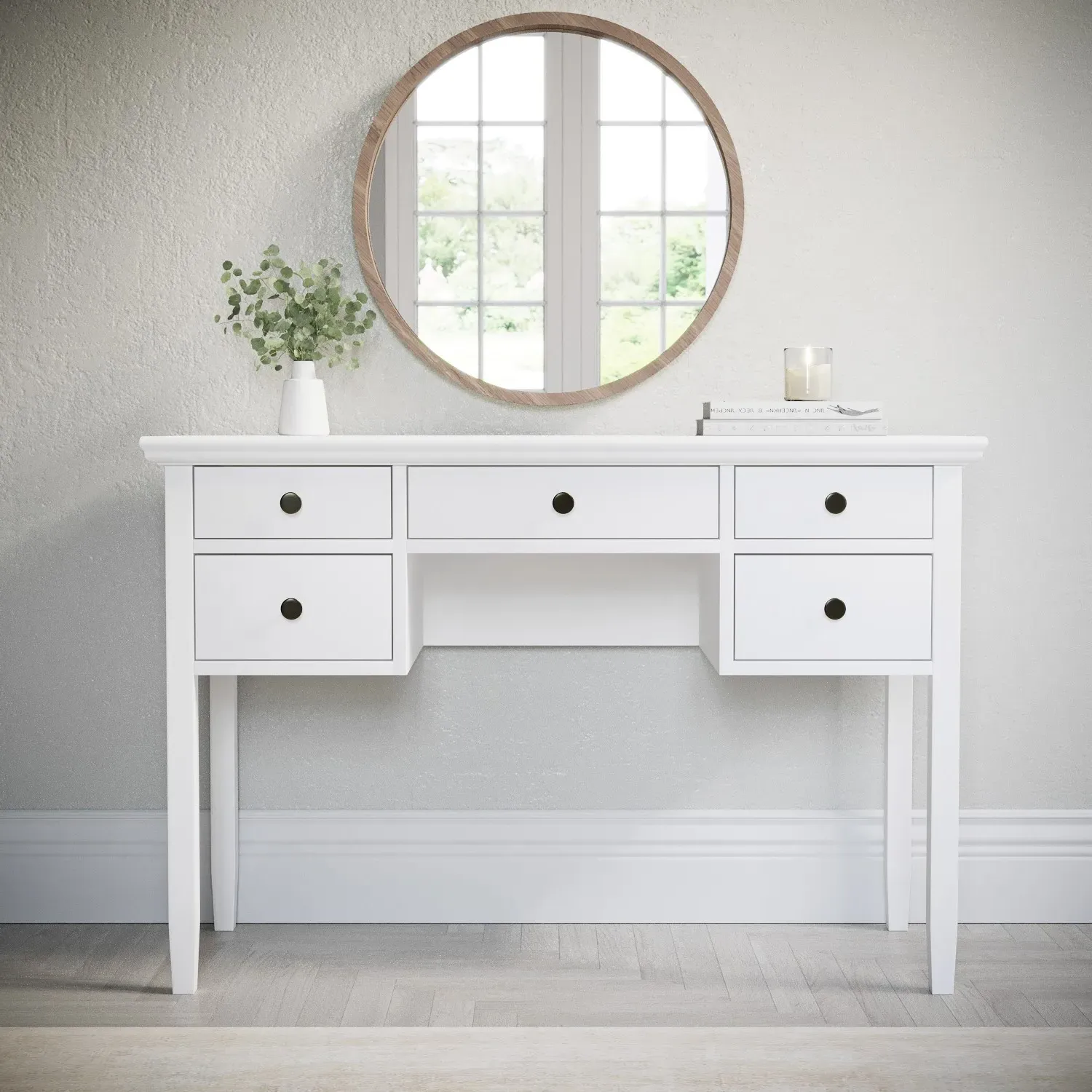 Dressing Table with Storage Drawers - White, Wood image