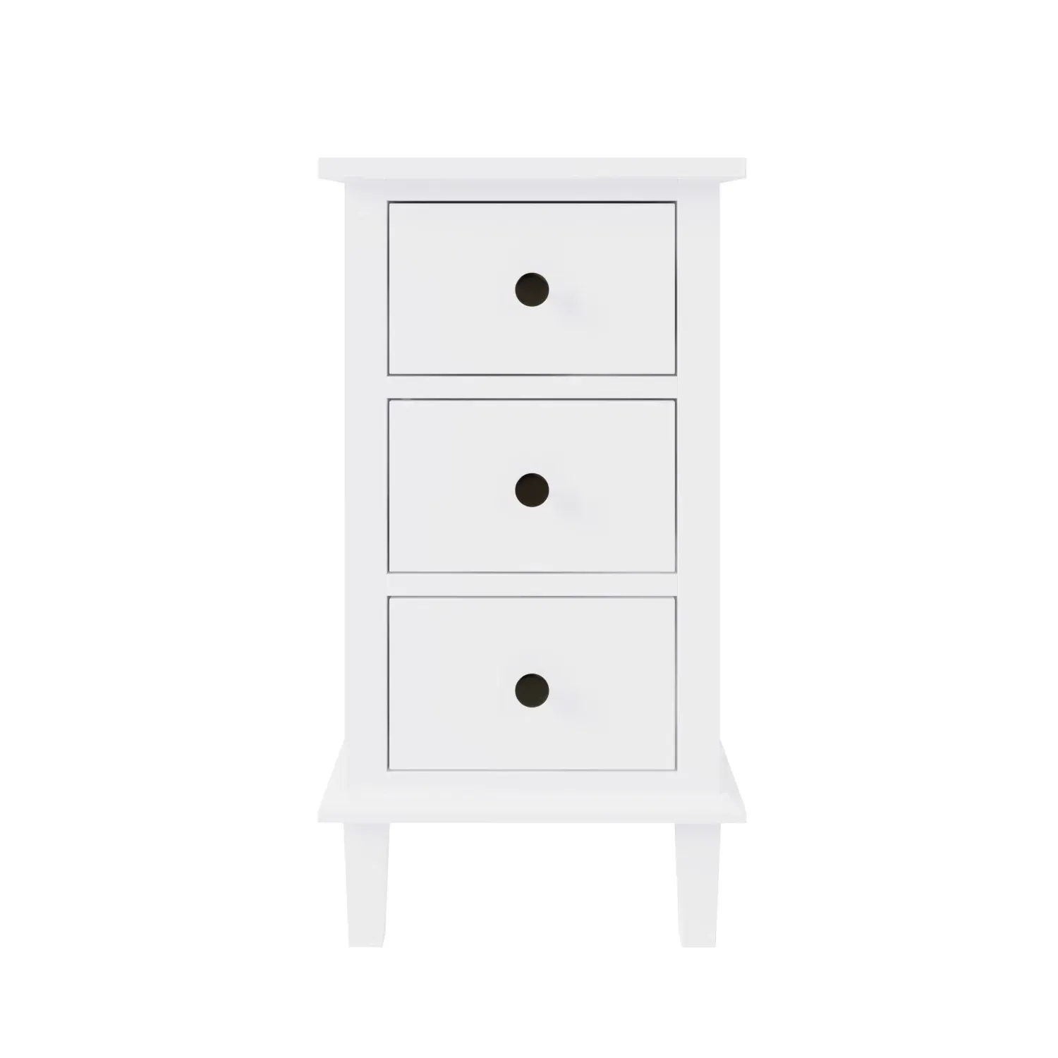 Tall 3-Drawer Bedside Table - White, Pine Wood