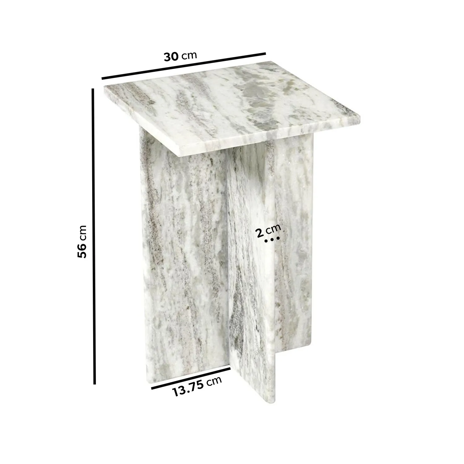 Square Side Table - White, Marble