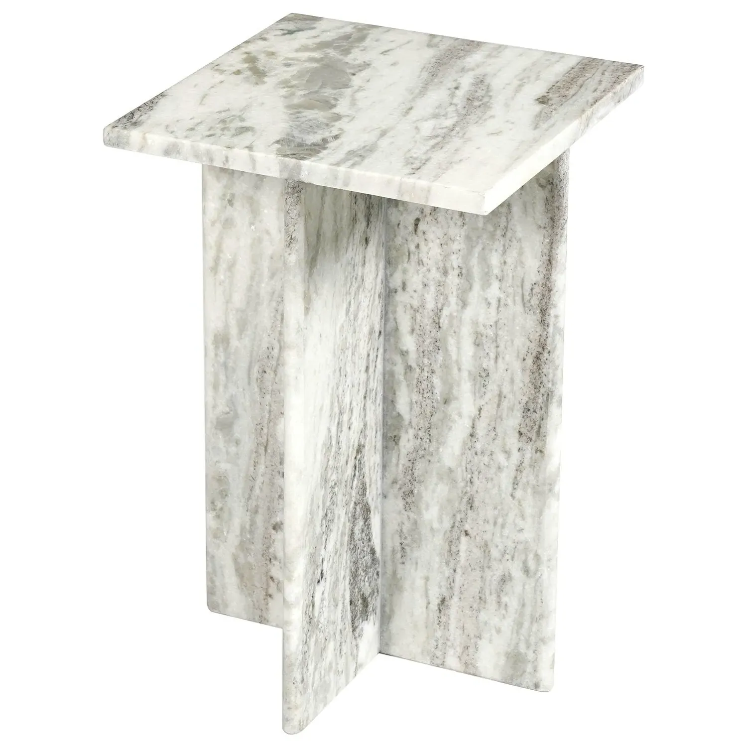 Square Side Table - White, Marble