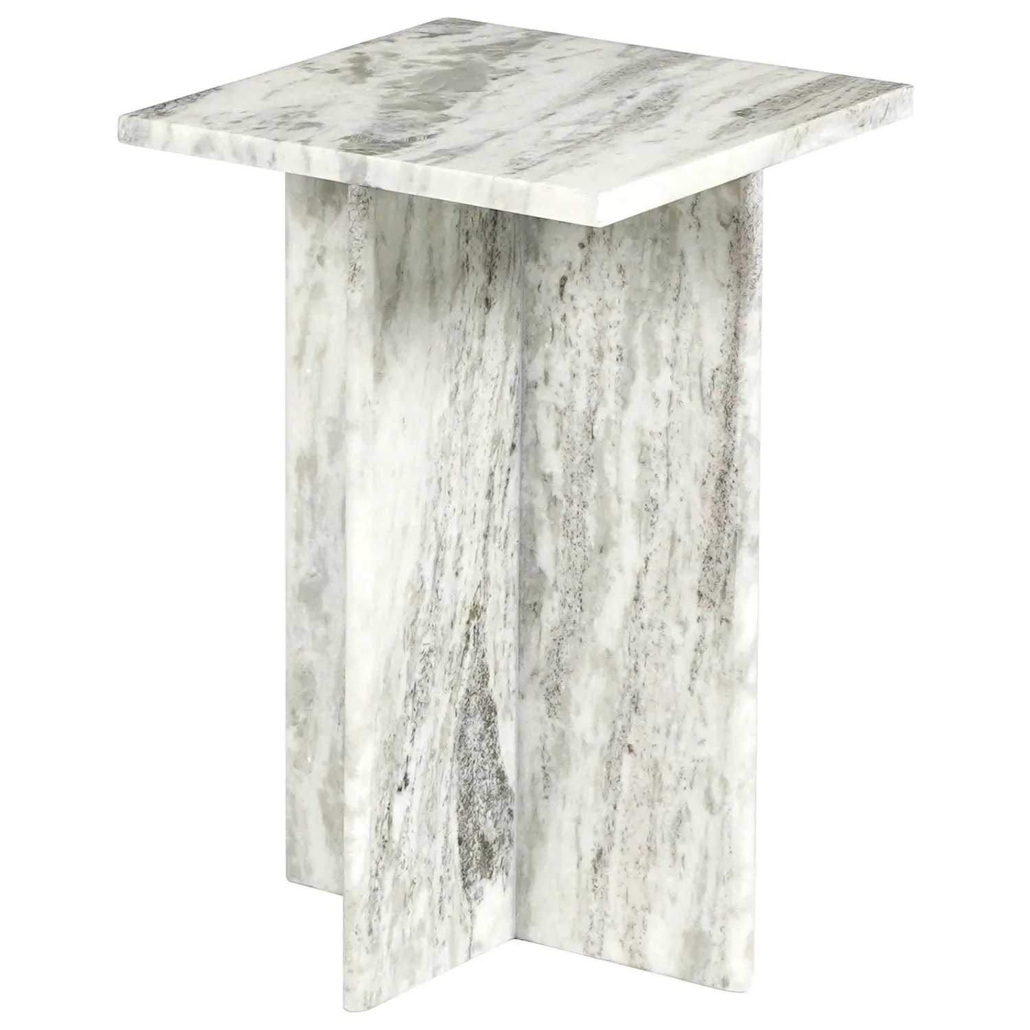 Square Side Table - White, Marble