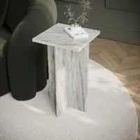 Square Side Table - White, Marble