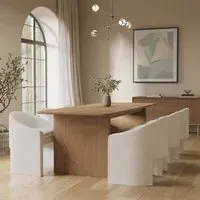 6-Seater Extendable Dining Set - White, Boucle
