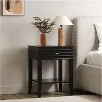 Bedside Table with Drawer & Shelf - Black, Wood