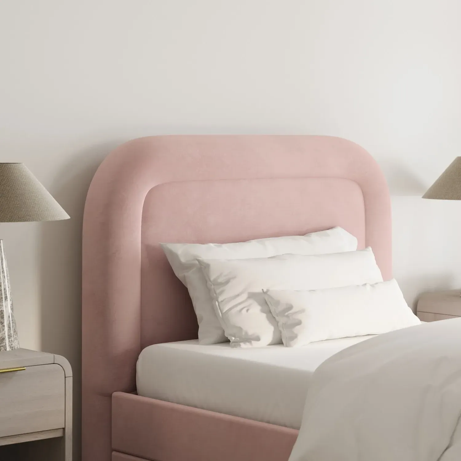 Single Guest Bed with Trundle - Pink, Velvet